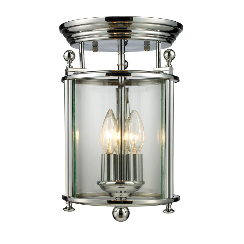 Z-Lite 134F Three Light Flush Mount, Chrome