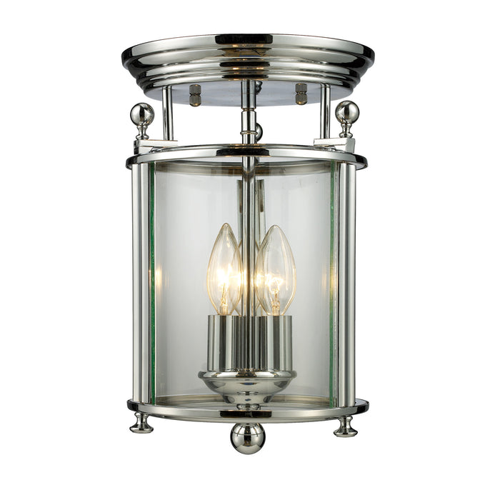 Z-Lite 134F Three Light Flush Mount, Chrome