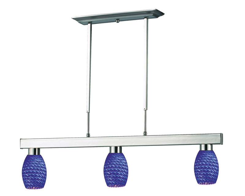 Z-Lite 152BN-131BLUE Three Light Billiard, Brushed Nickel
