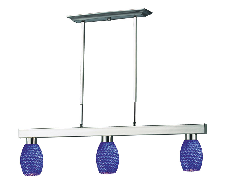 Z-Lite 152BN-131BLUE Three Light Billiard, Brushed Nickel
