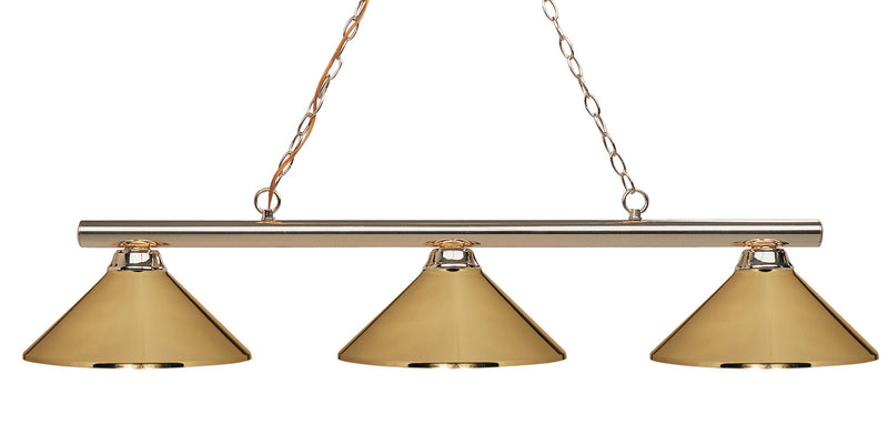 Z-Lite 155-3PB-MPB Three Light Billiard, Polished Brass