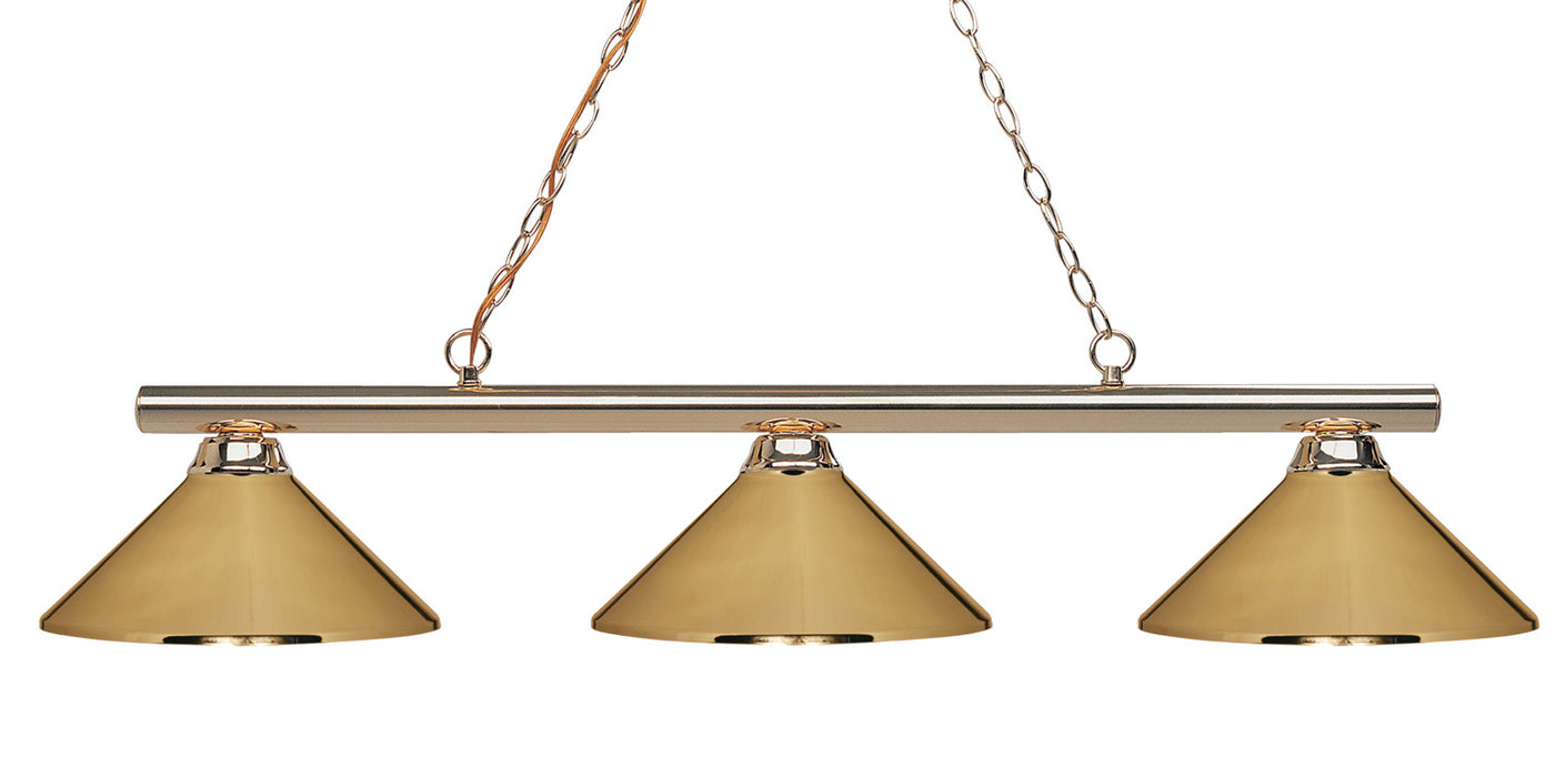 Z-Lite 155-3PB-MPB Three Light Billiard, Polished Brass