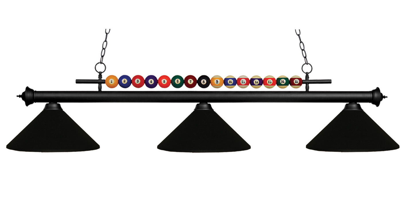 Z-Lite 170MB-MMB Three Light Billiard, Matte Black
