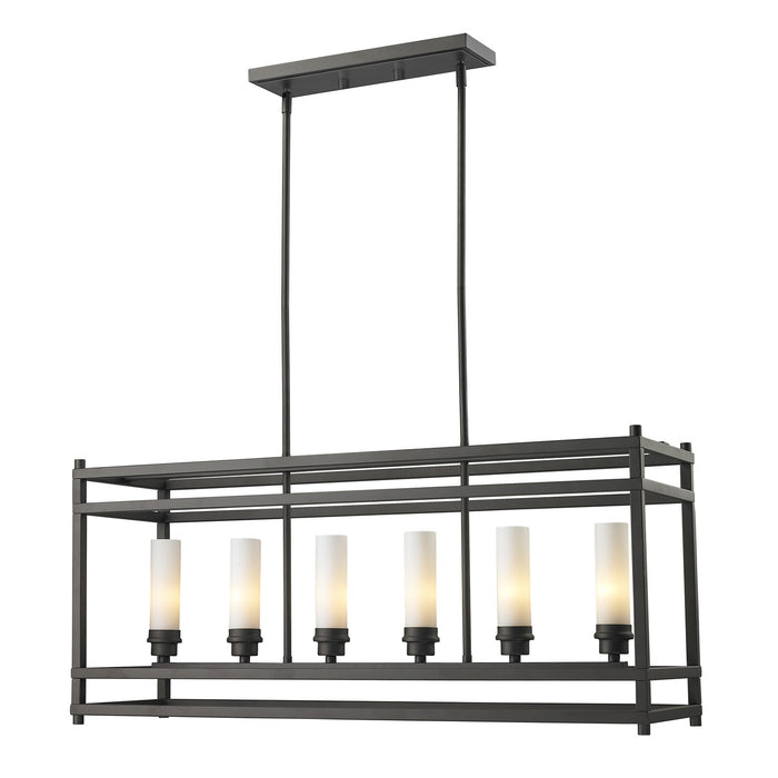 Z-Lite 181-6 Six Light Linear Chandelier, Bronze
