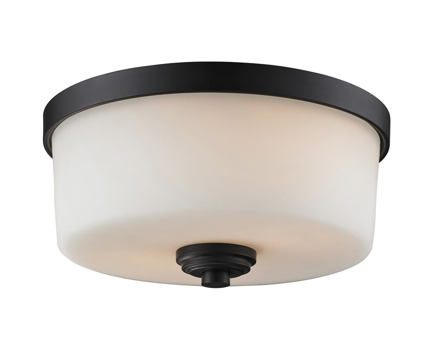 Z-Lite 220F2 Two Light Flush Mount, Bronze