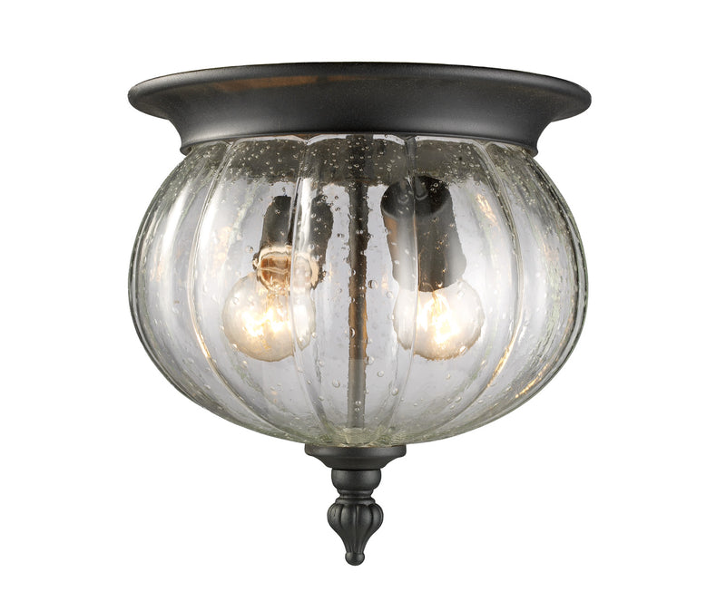 Z-Lite 516F-BK Two Light Outdoor Flush Mount, Black