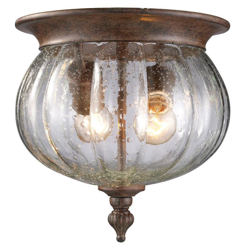 Z-Lite 516F-WB Two Light Outdoor Flush Mount, Weathered Bronze