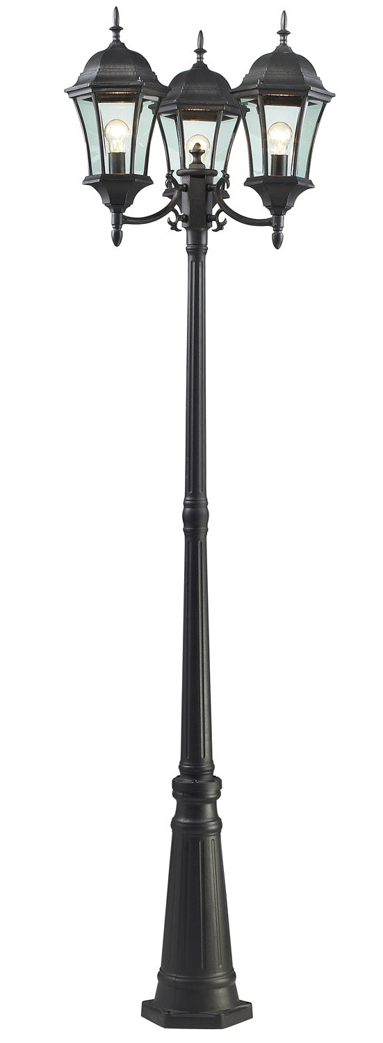 Z-Lite 522MP3-BK Three Light Outdoor Post Mounted Fixture, Black