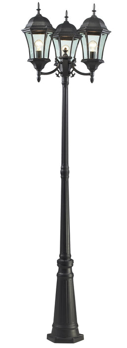 Z-Lite 522MP3-BK Three Light Outdoor Post Mounted Fixture, Black