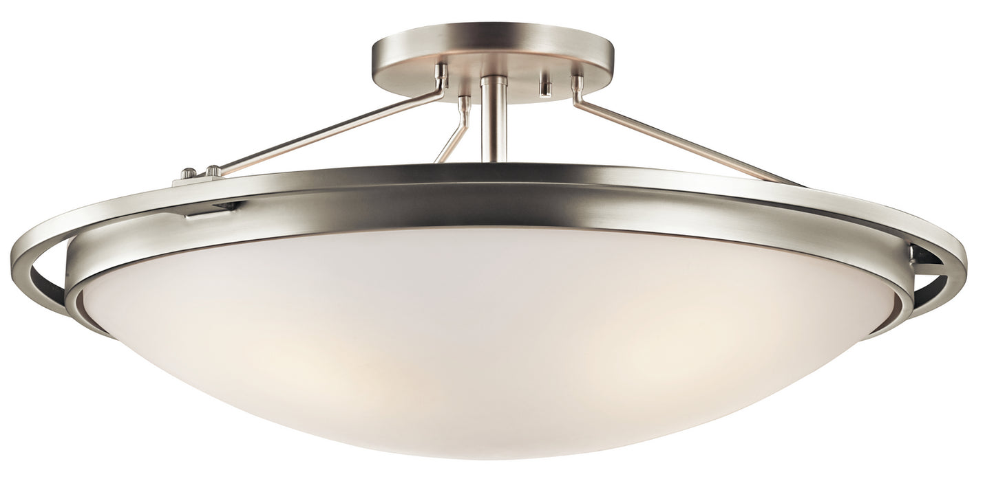 Kichler 42025NI Four Light Semi Flush Mount, Brushed Nickel