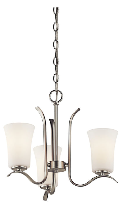Kichler 43073NI Three Light Mini Chandelier, Brushed Nickel