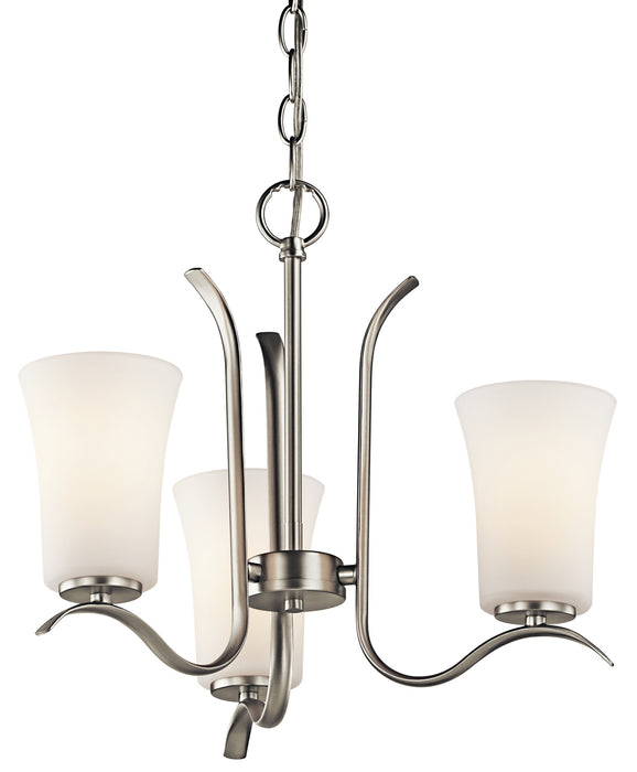 Kichler 43073NI Three Light Mini Chandelier, Brushed Nickel
