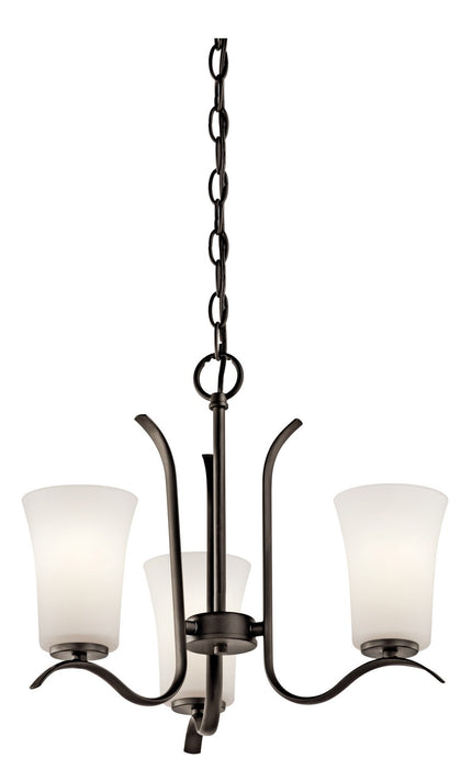 Kichler 43073OZ Three Light Mini Chandelier, Olde Bronze