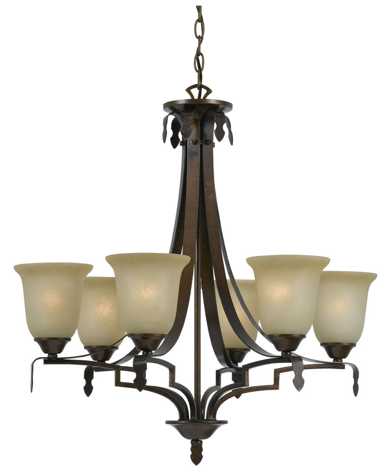 Cal Lighting FX-3506/6 Six Light Chandelier, Gold Bronze