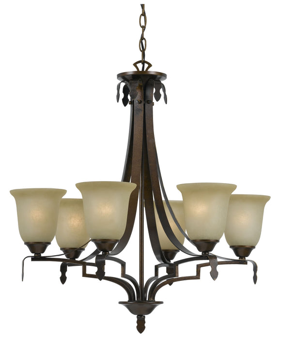 Cal Lighting FX-3506/6 Six Light Chandelier, Gold Bronze