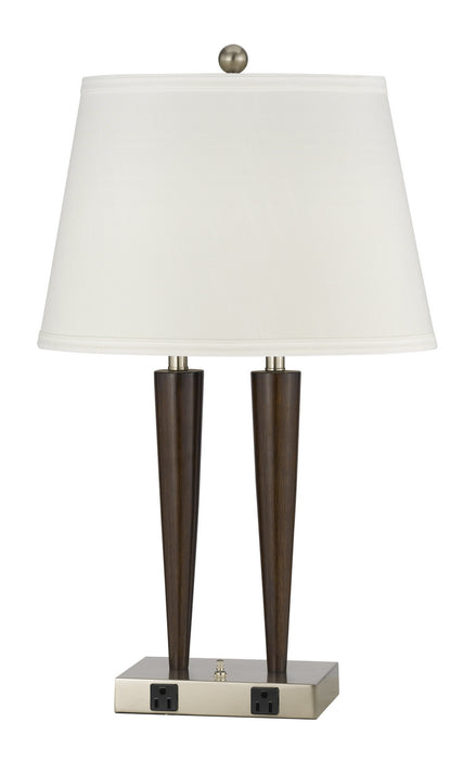 Cal Lighting LA-2025DK-2RBW Two Light Table Lamp, Brushed Steel Wood