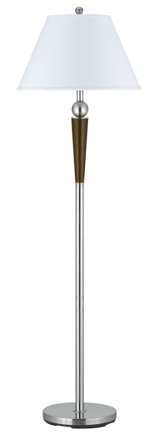 Cal Lighting LA-8005FL-1BS One Light Floor Lamp, Brushed Steel/Espresso