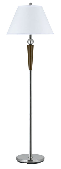 Cal Lighting LA-8005FL-1BS One Light Floor Lamp, Brushed Steel/Espresso
