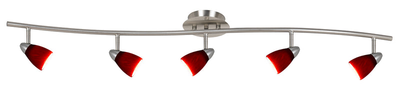 Cal Lighting SL-954-5-BSBRED Five Light Pendant, Brushed Steel