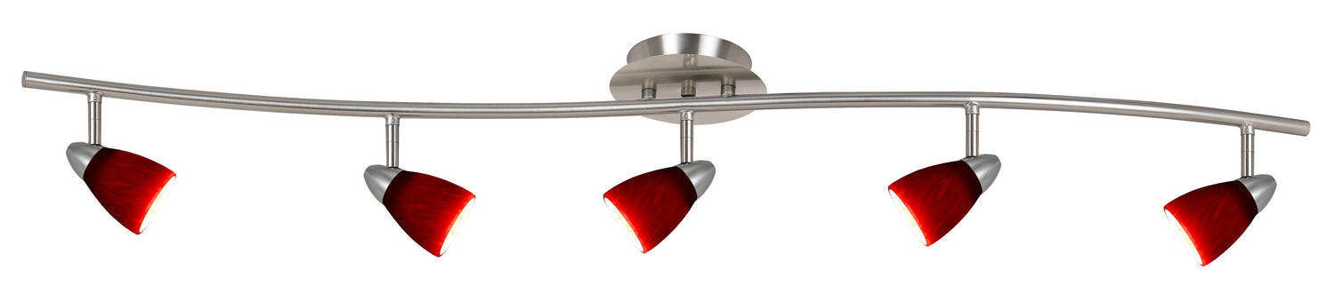 Cal Lighting SL-954-5-BSBRED Five Light Pendant, Brushed Steel