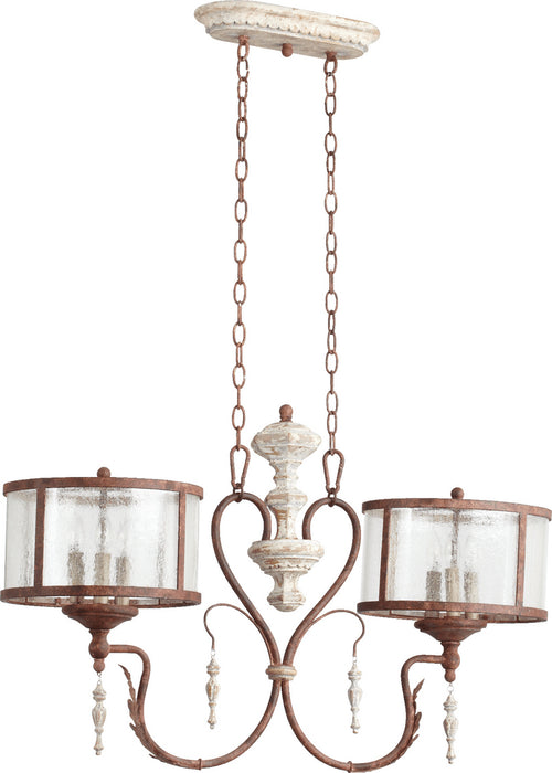 Quorum 6552-6-56 Six Light Island Pendant, Manchester Grey w/ Rust Accents