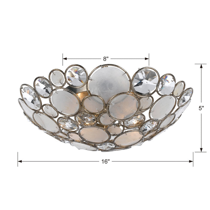 Crystorama 524-SA Three Light Flush Mount, Antique Silver