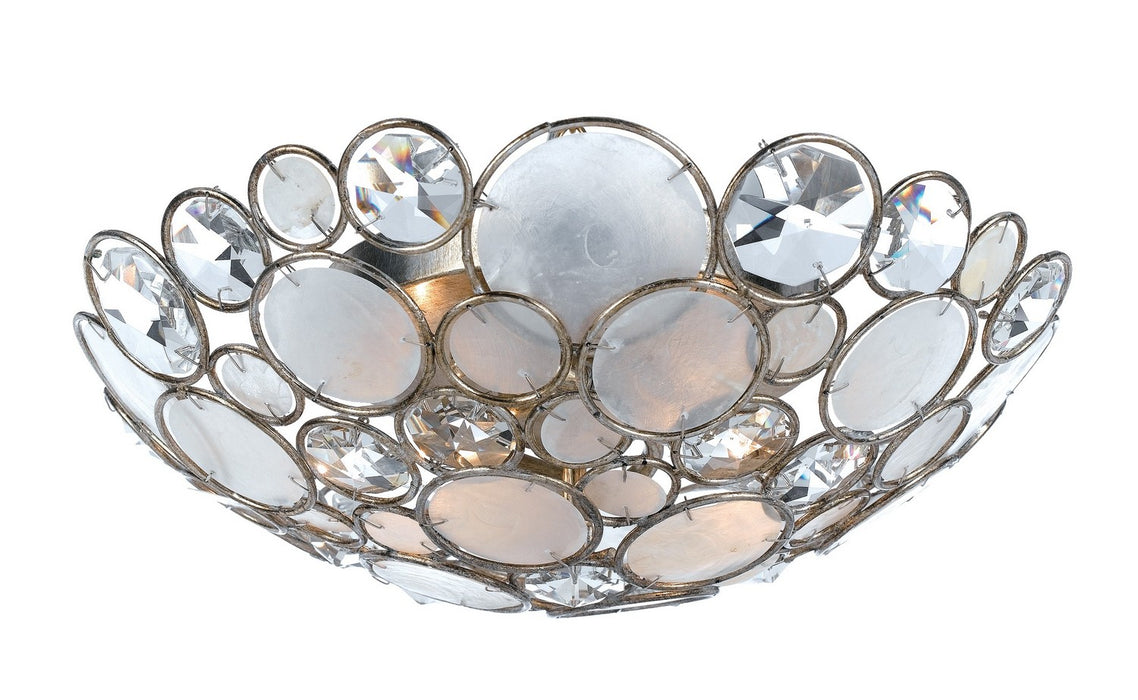 Crystorama 524-SA Three Light Flush Mount, Antique Silver