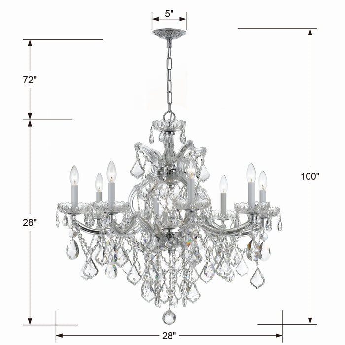 Crystorama 4409-CH-CL-SAQ Nine Light Chandelier, Polished Chrome