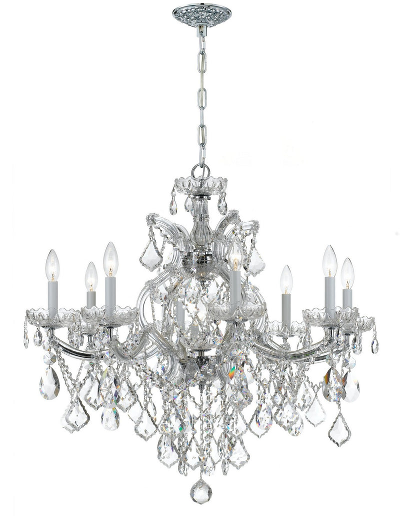 Crystorama 4409-CH-CL-SAQ Nine Light Chandelier, Polished Chrome