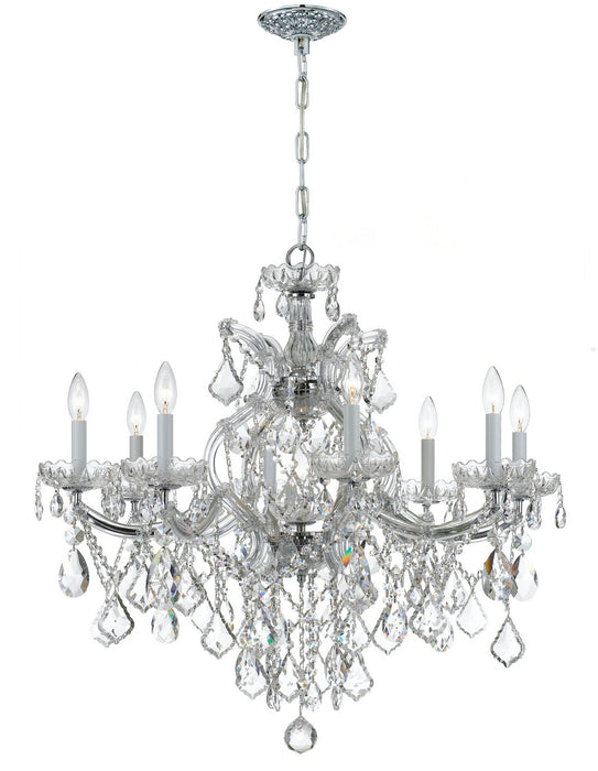 Crystorama 4409-CH-CL-SAQ Nine Light Chandelier, Polished Chrome