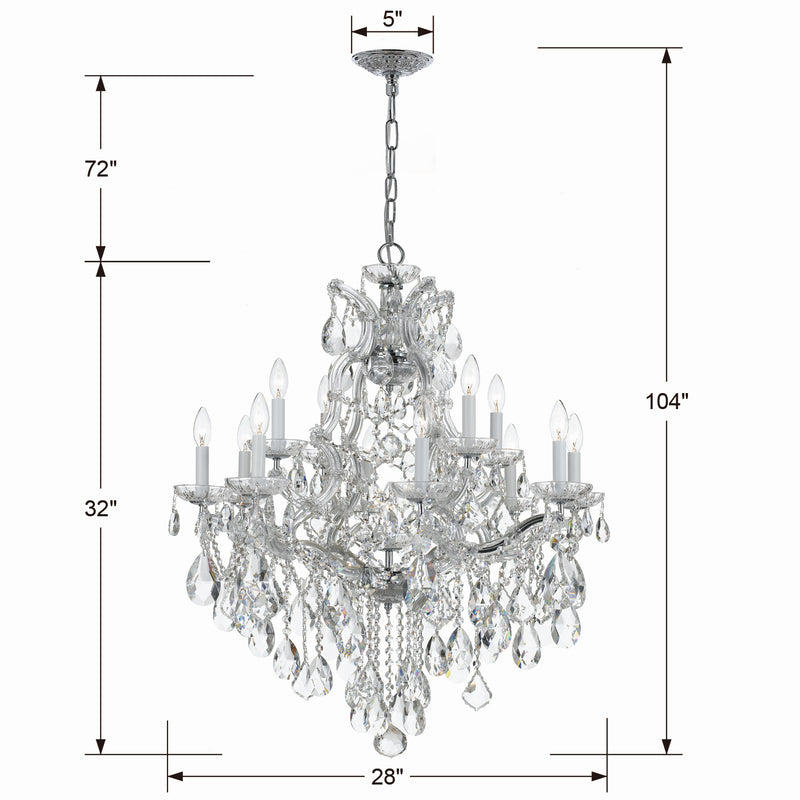 Crystorama 4413-CH-CL-S 13 Light Chandelier, Polished Chrome