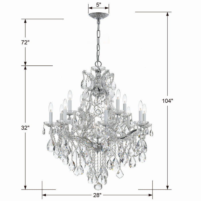 Crystorama 4413-CH-CL-S 13 Light Chandelier, Polished Chrome