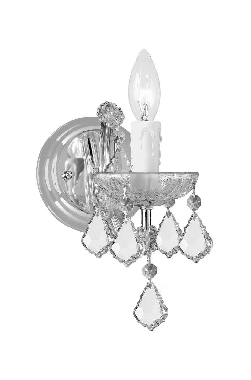 Crystorama 4471-CH-CL-SAQ One Light Wall Sconce, Polished Chrome