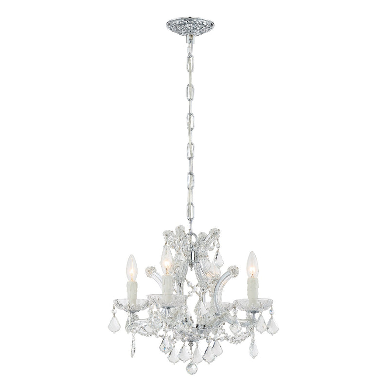 Crystorama 4474-CH-CL-MWP Four Light Mini Chandelier, Polished Chrome