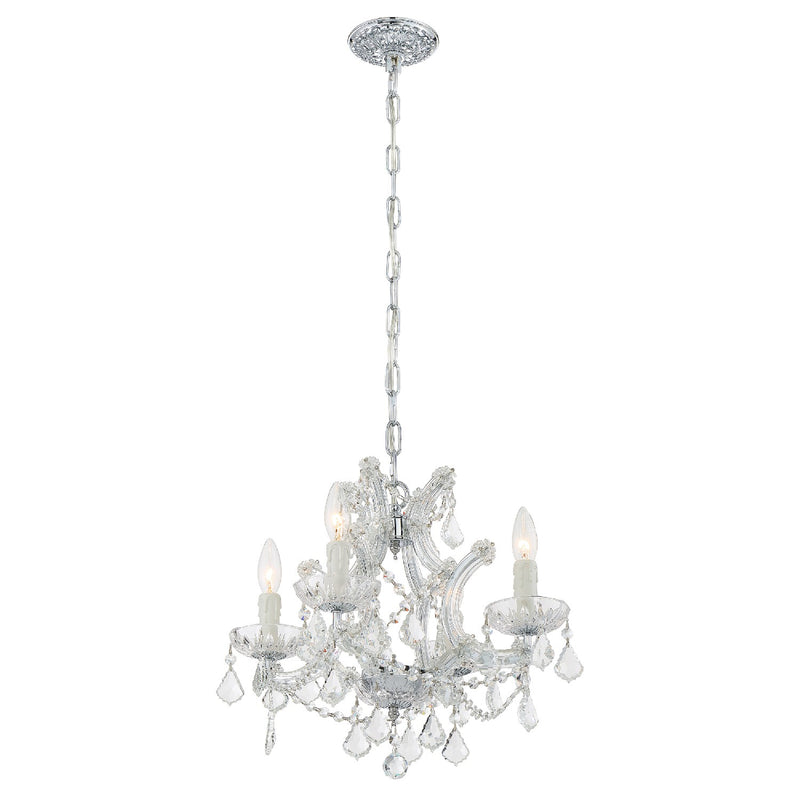 Crystorama 4474-CH-CL-MWP Four Light Mini Chandelier, Polished Chrome