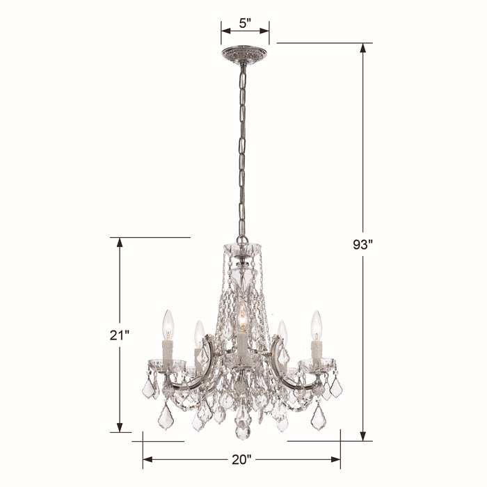 Crystorama 4476-CH-CL-S Five Light Mini Chandelier, Polished Chrome