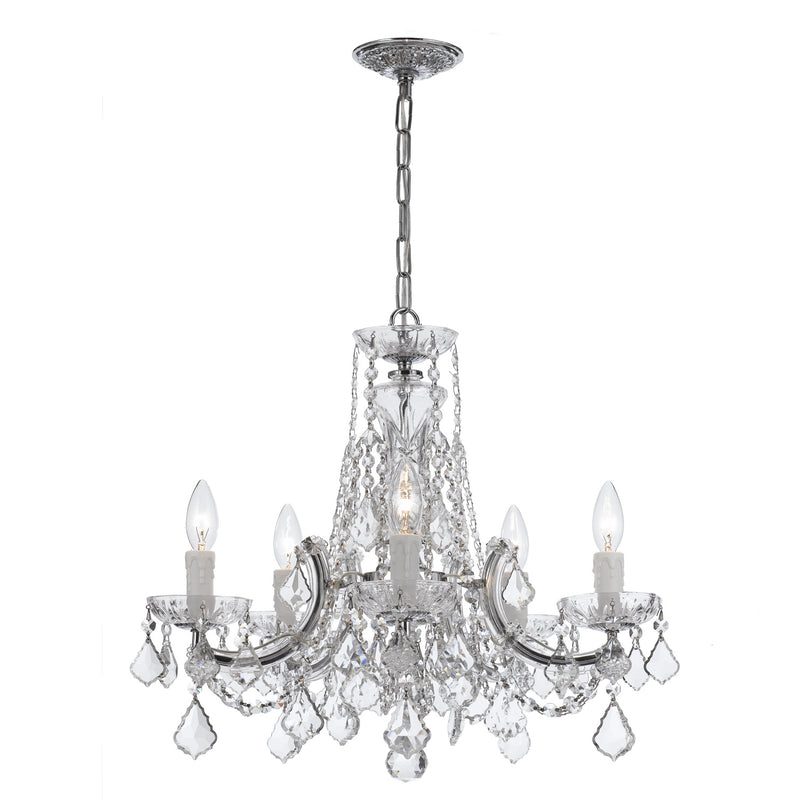 Crystorama 4476-CH-CL-SAQ Five Light Mini Chandelier, Polished Chrome