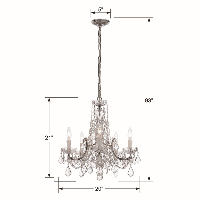Crystorama 4476-CH-CL-SAQ Five Light Mini Chandelier, Polished Chrome