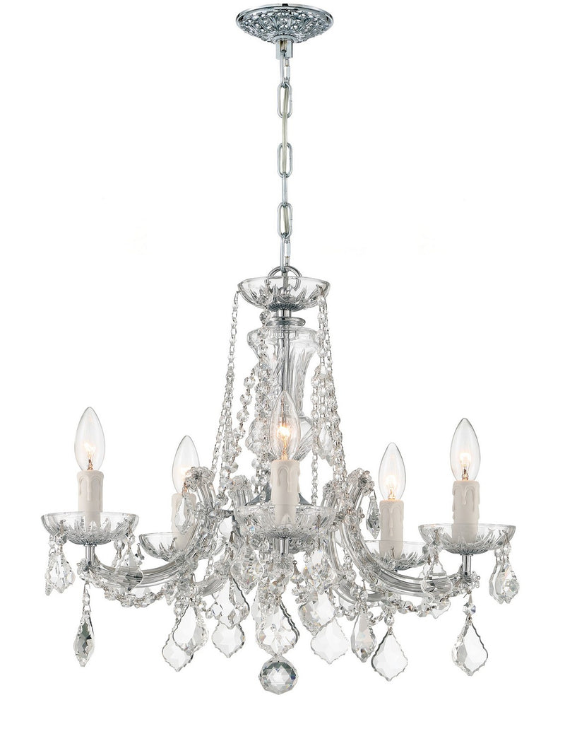 Crystorama 4476-CH-CL-SAQ Five Light Mini Chandelier, Polished Chrome