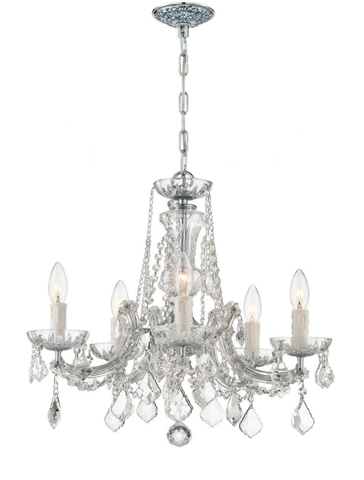 Crystorama 4476-CH-CL-SAQ Five Light Mini Chandelier, Polished Chrome