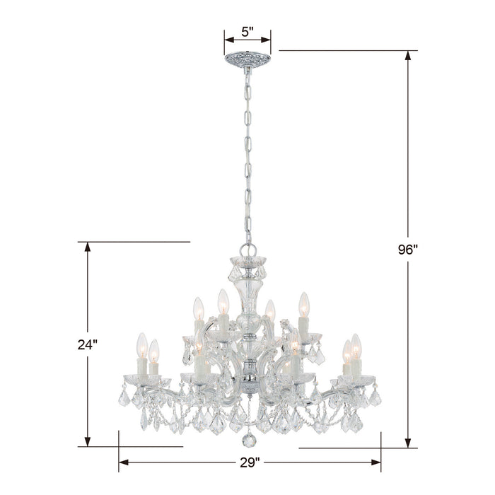 Crystorama 4479-CH-CL-S 12 Light Chandelier, Polished Chrome