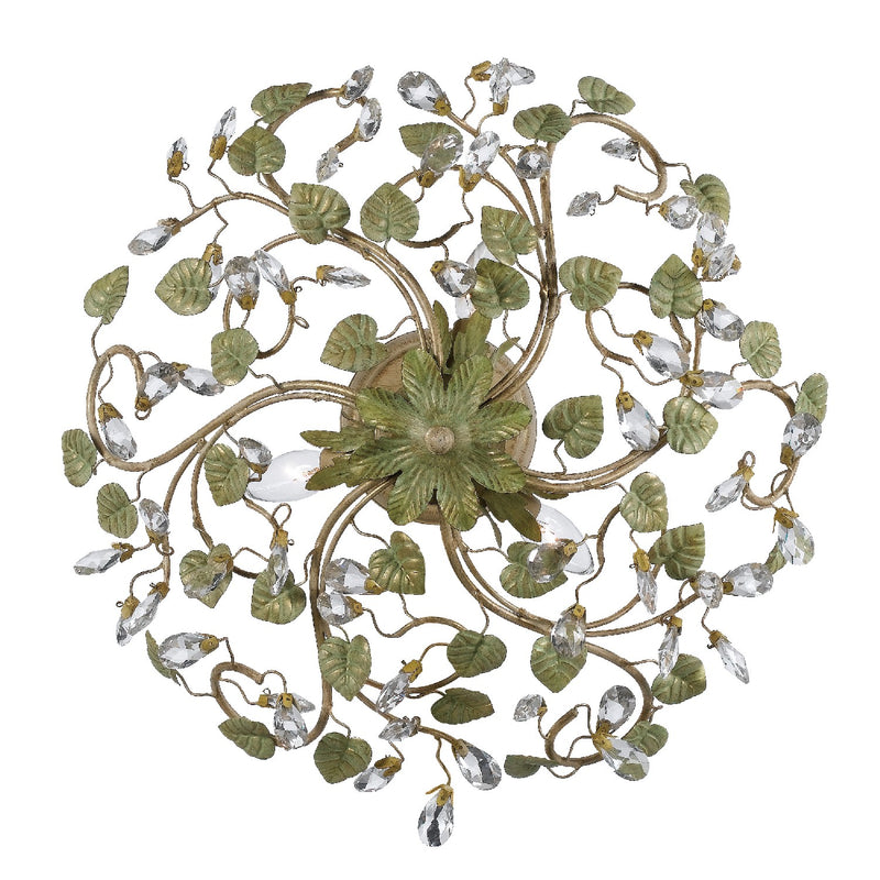Crystorama 4840-CT Five Light Semi Flush Mount, Champagne Green Tea
