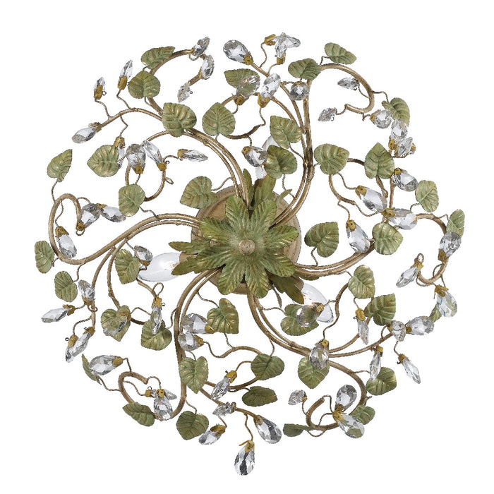 Crystorama 4840-CT Five Light Semi Flush Mount, Champagne Green Tea