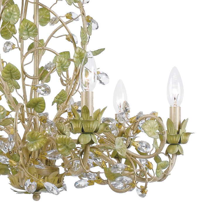 Crystorama 4846-CT Six Light Chandelier, Champagne Green Tea