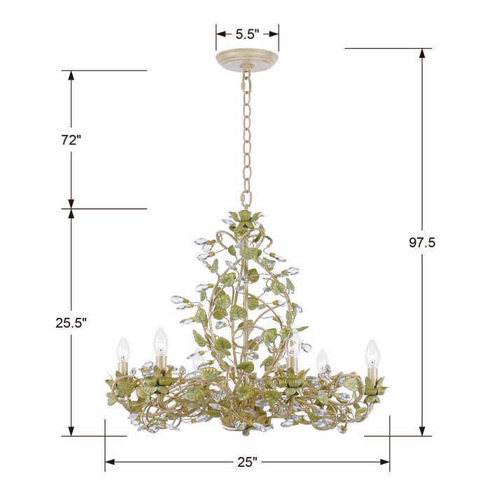 Crystorama 4846-CT Six Light Chandelier, Champagne Green Tea