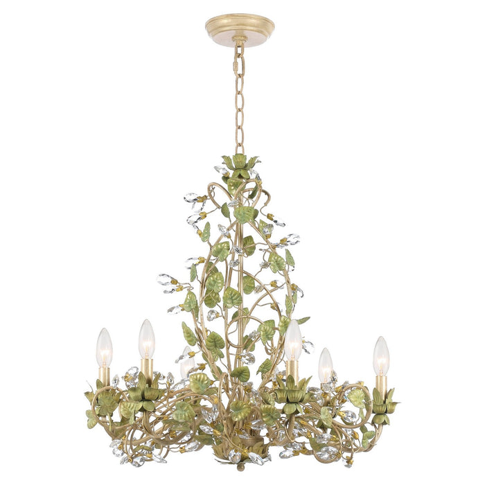 Crystorama 4846-CT Six Light Chandelier, Champagne Green Tea