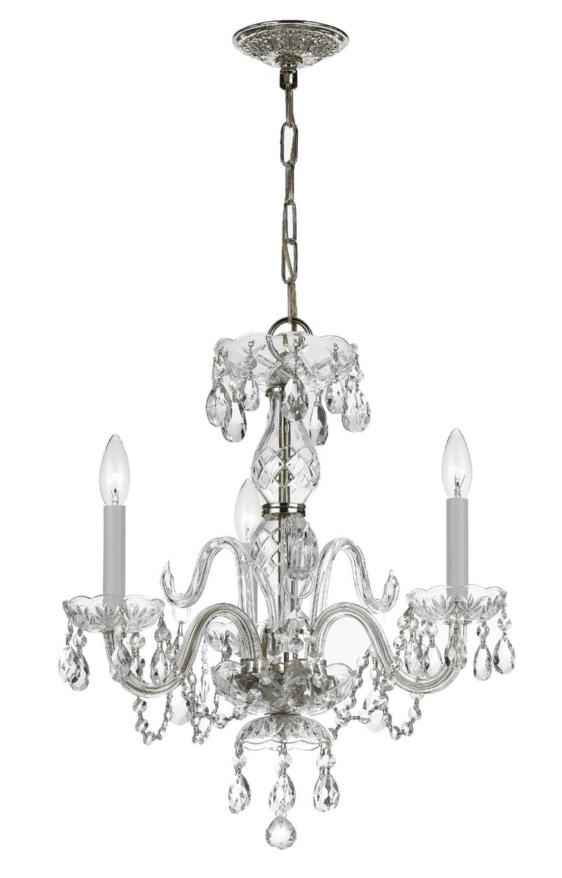 Crystorama 5044-CH-CL-MWP Three Light Mini Chandelier, Polished Chrome