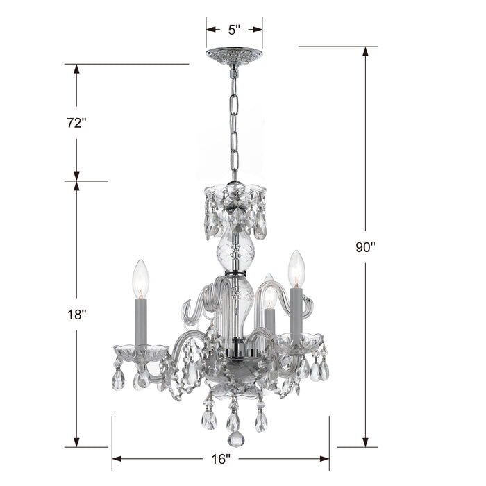 Crystorama 5044-CH-CL-S Three Light Mini Chandelier, Polished Chrome