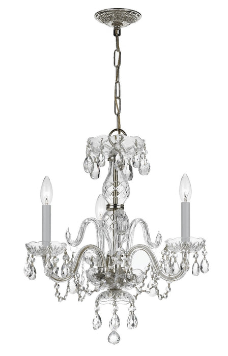 Crystorama 5044-CH-CL-SAQ Three Light Mini Chandelier, Polished Chrome