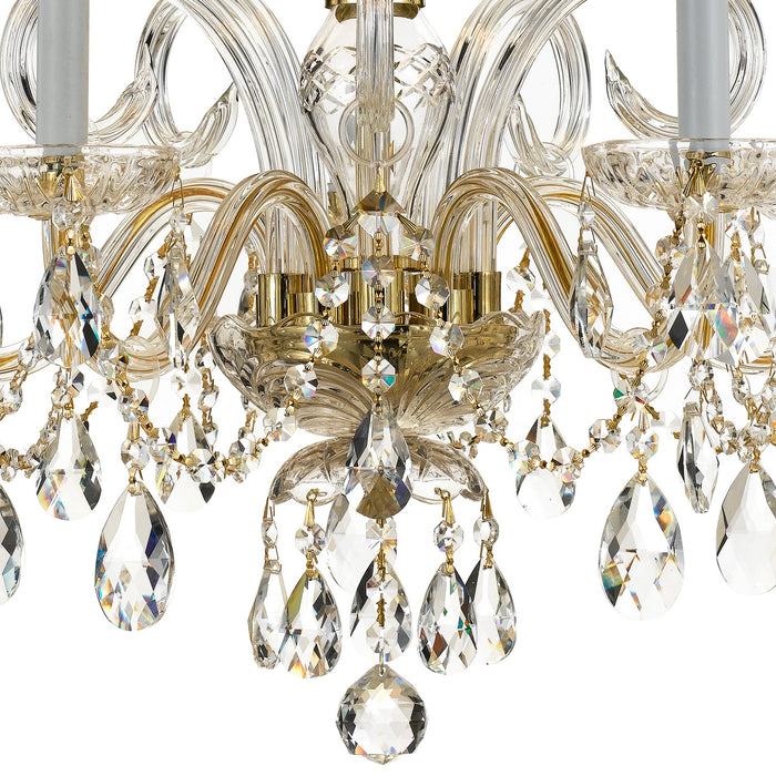 Crystorama 1005-PB-CL-MWP Five Light Chandelier, Polished Brass